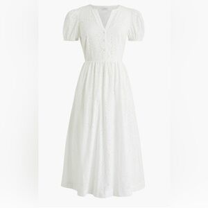J. Crew White Eyelet Midi Dress